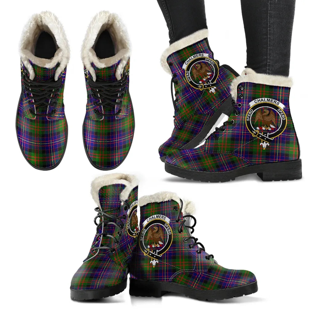 Chalmers Modern Tartan Classic Faux Fur Leather Boots