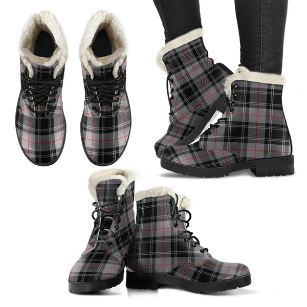 Moffat Modern Tartan Classic Faux Fur Leather Boots