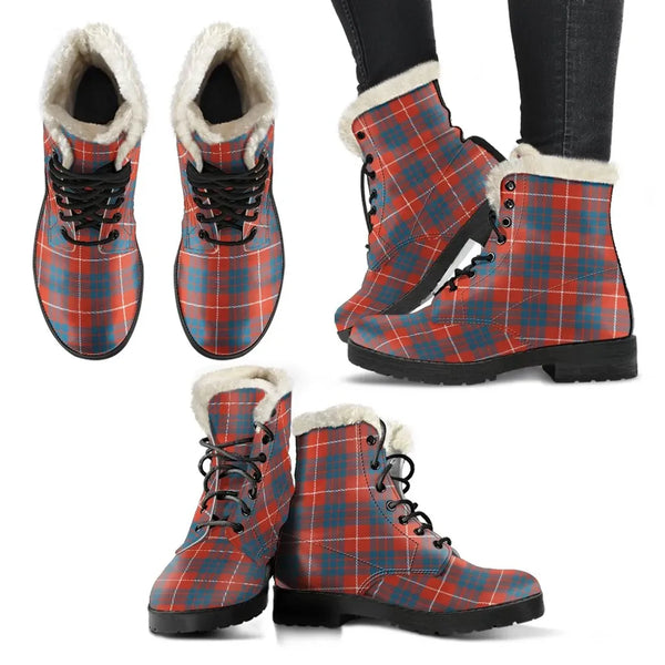 Hamilton Ancient Tartan Classic Faux Fur Leather Boots