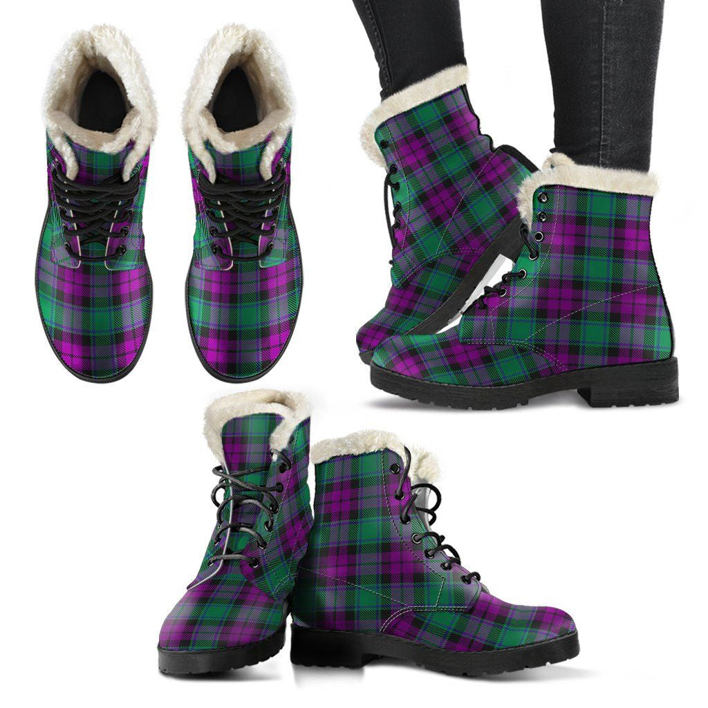 Macarthur (Mcarthur) - Milton Tartan Classic Faux Fur Leather Boots