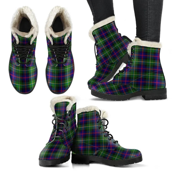 Malcolm Modern Tartan Classic Faux Fur Leather Boots