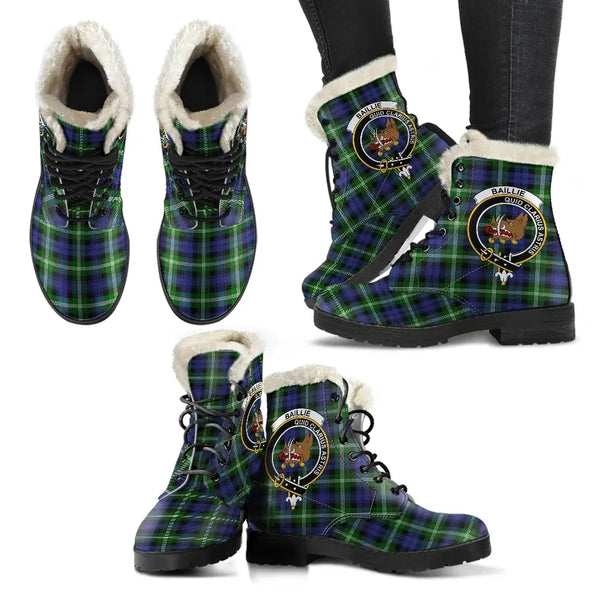 Baillie Modern Tartan Classic Faux Fur Leather Boots