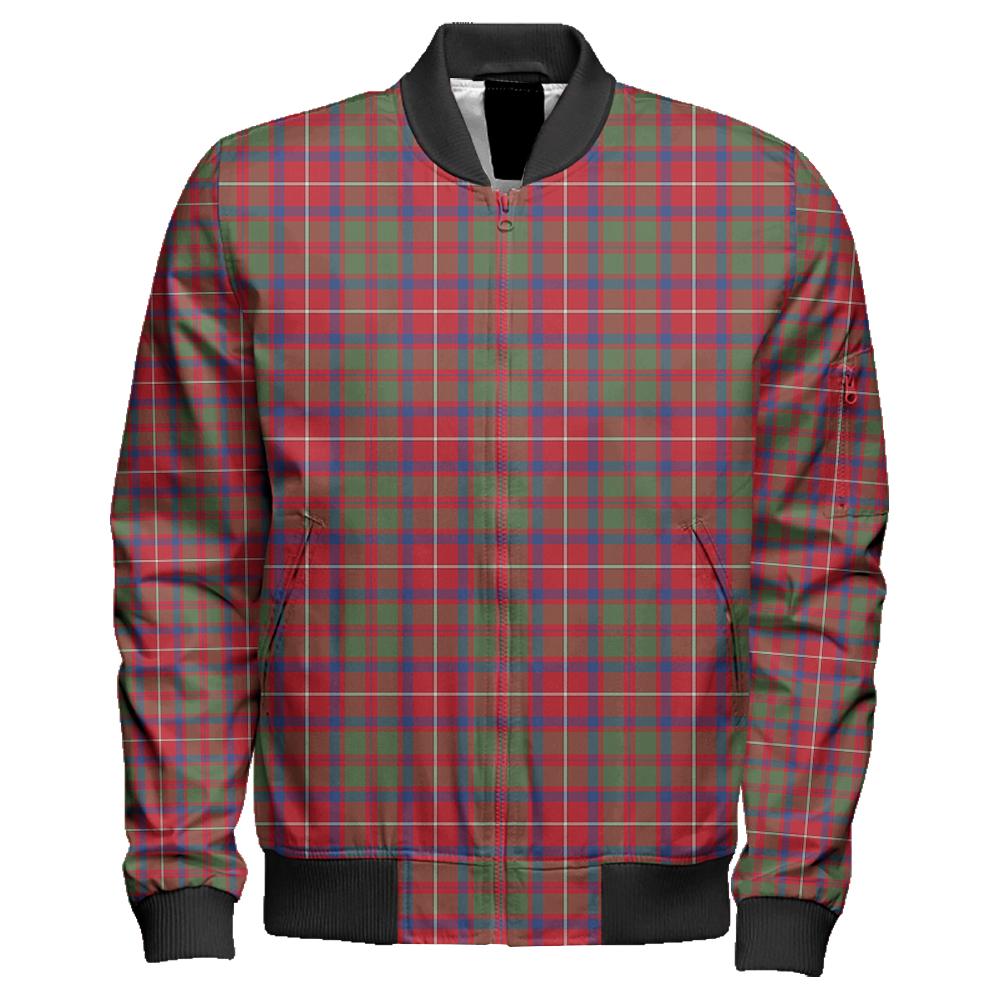 Shaw Red Modern Tartan Classic Zipper Bomber Jacket