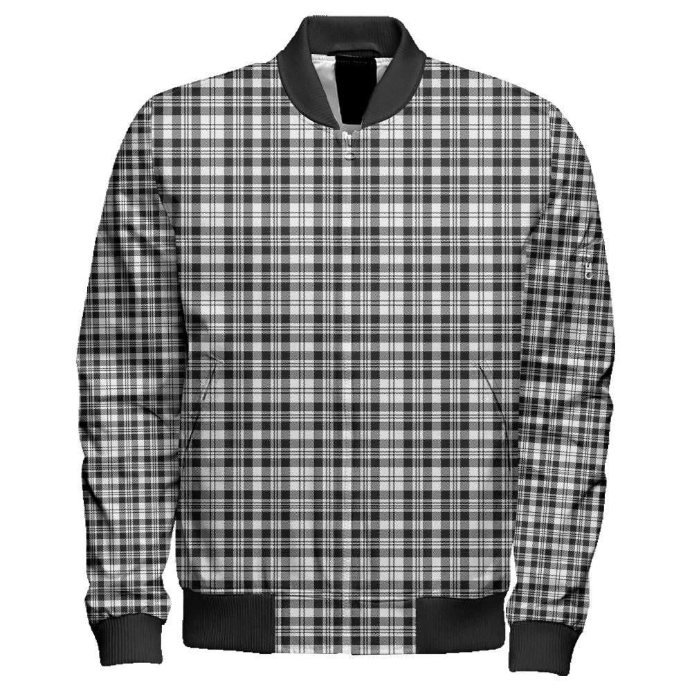 Scott Black & White Modern Tartan Classic Zipper Bomber Jacket