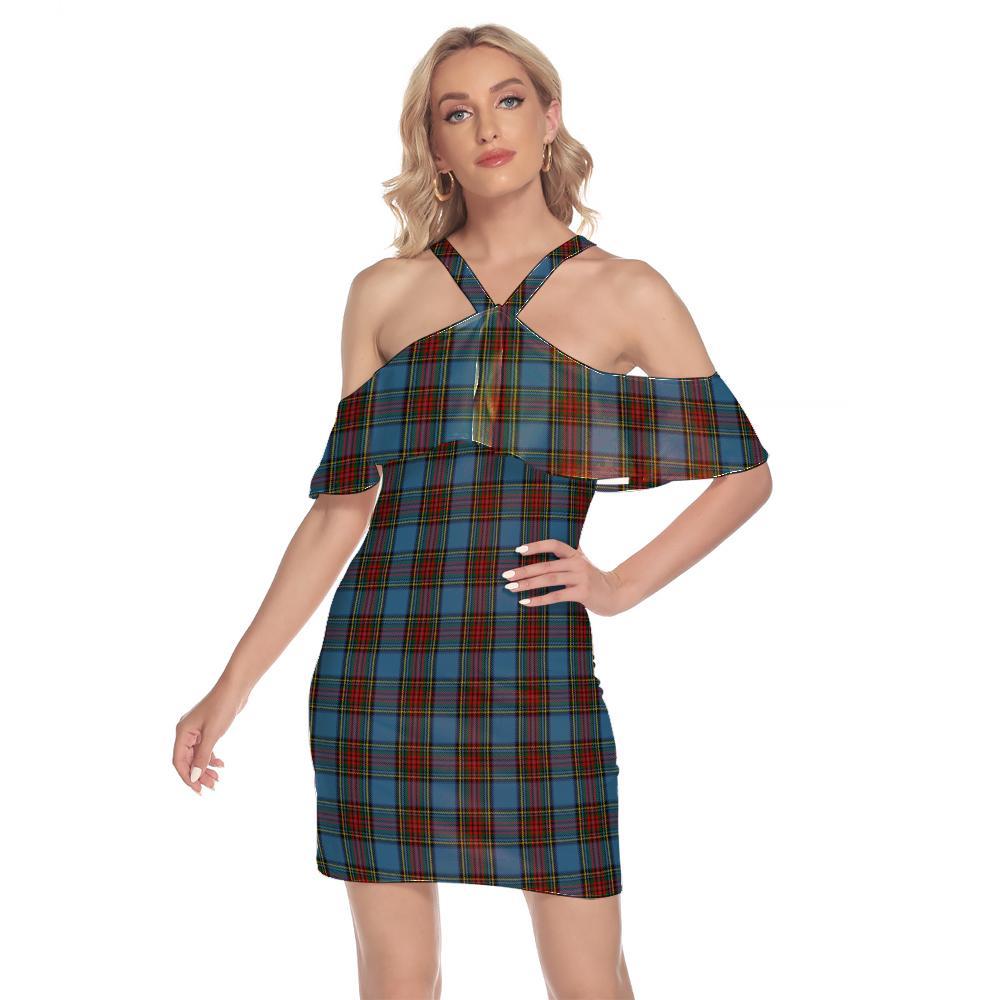 Stewart Royal Blue Tartan Classic Shoulder Cami Dress