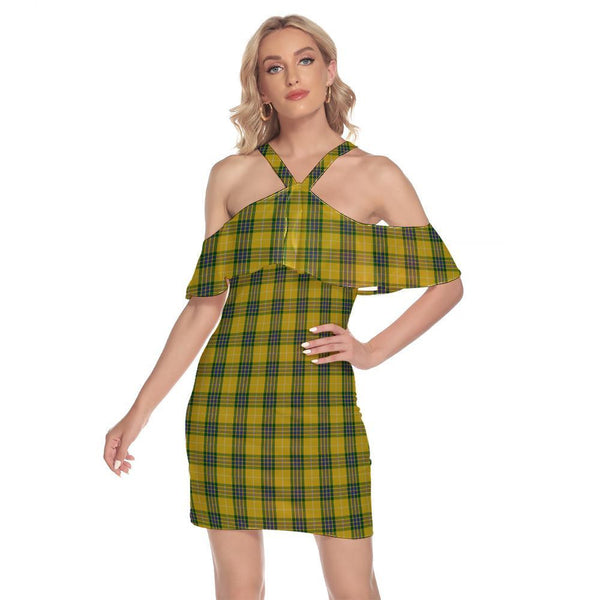 Fraser Yellow 2 Tartan Classic Shoulder Cami Dress