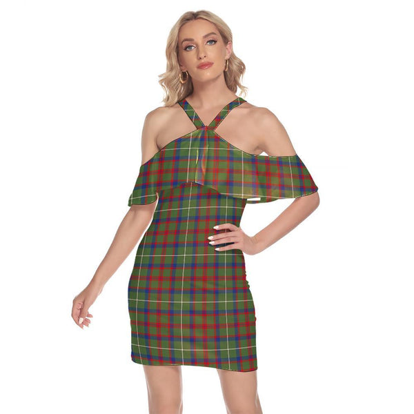 Shaw Green Modern Tartan Classic Shoulder Cami Dress