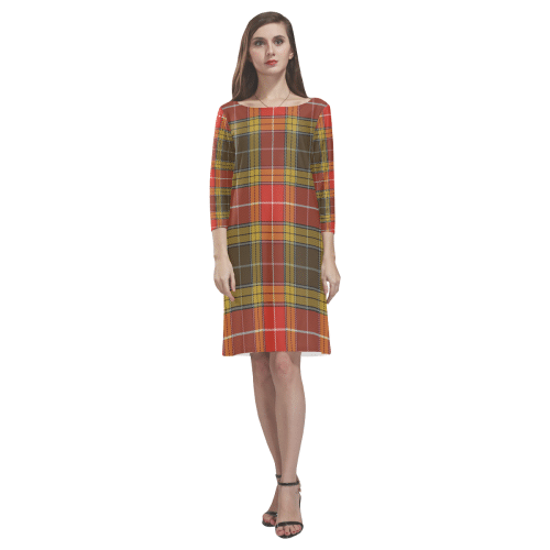 Buchanan Old Set Weathered Tartan Classic Round Neck Dress