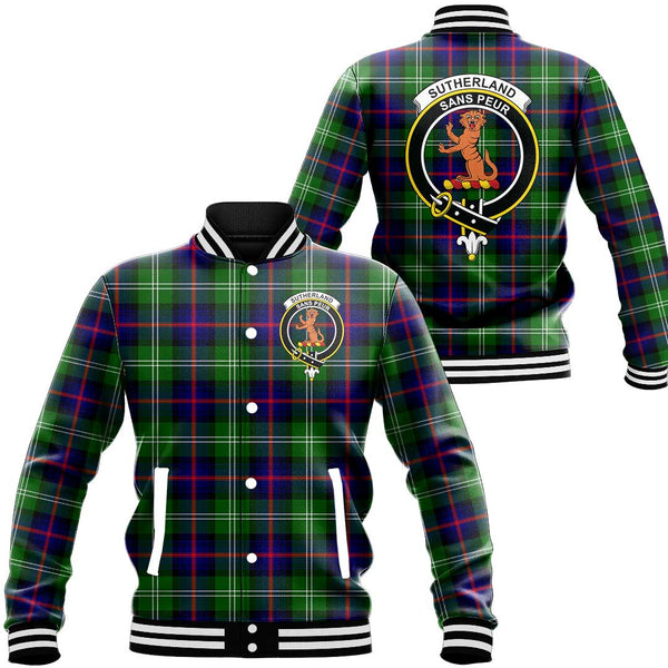 Sutherland Modern Tartan Classic Crest Baseball Jacket