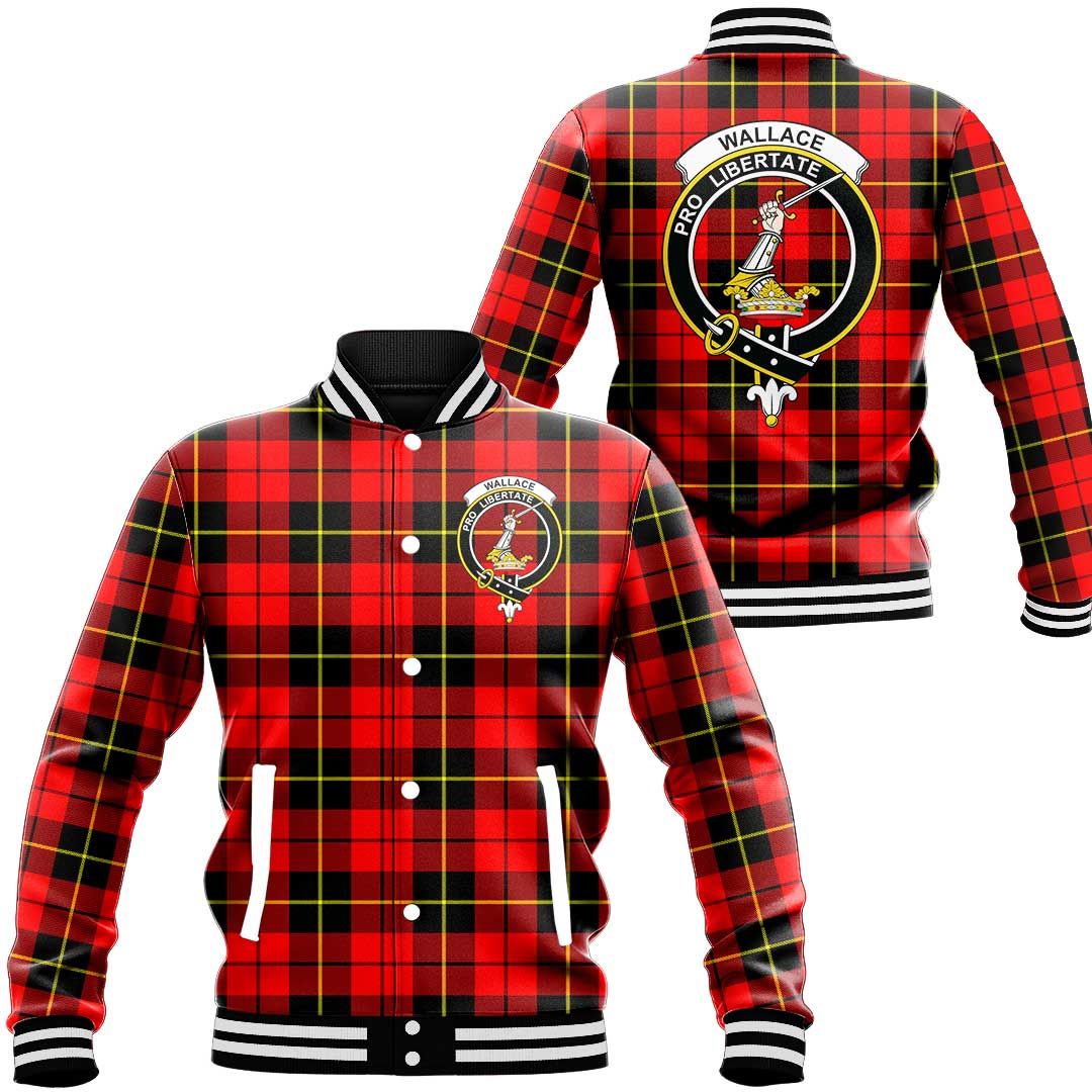 Wallace Hunting Red Tartan Classic Crest Baseball Jacket