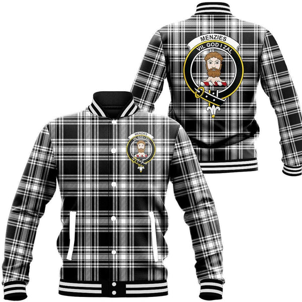 Menzies Black & White Modern Tartan Classic Crest Baseball Jacket