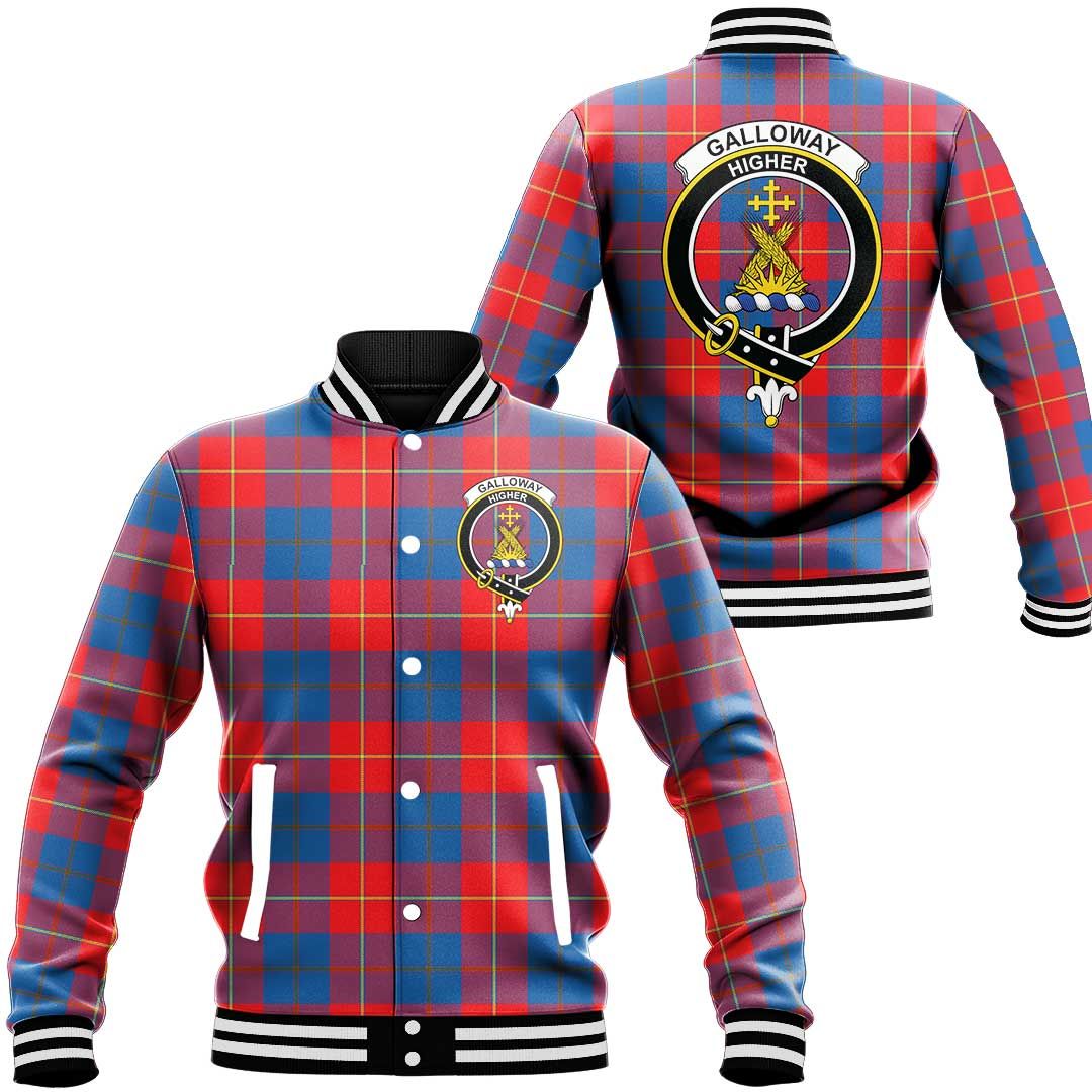 Galloway Red Tartan Classic Crest Baseball Jacket