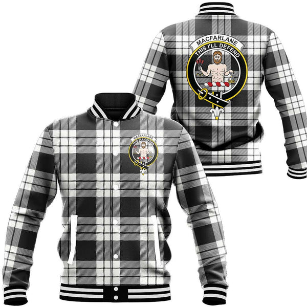 MacFarlane Black & White Tartan Classic Crest Baseball Jacket