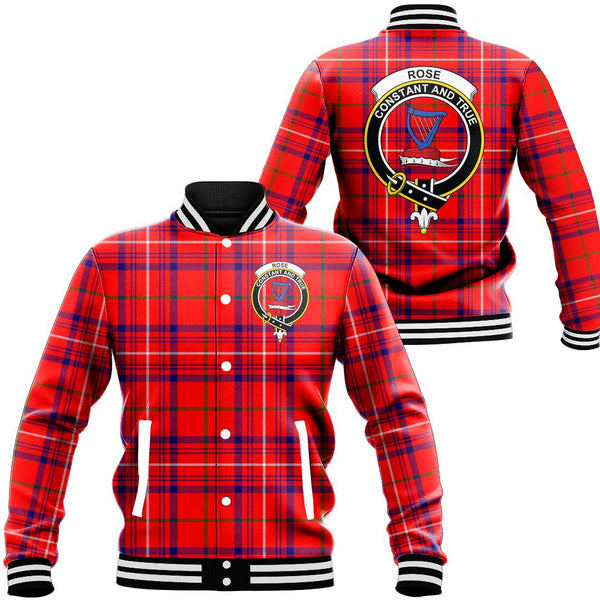 Rose Modern Tartan Classic Crest Baseball Jacket