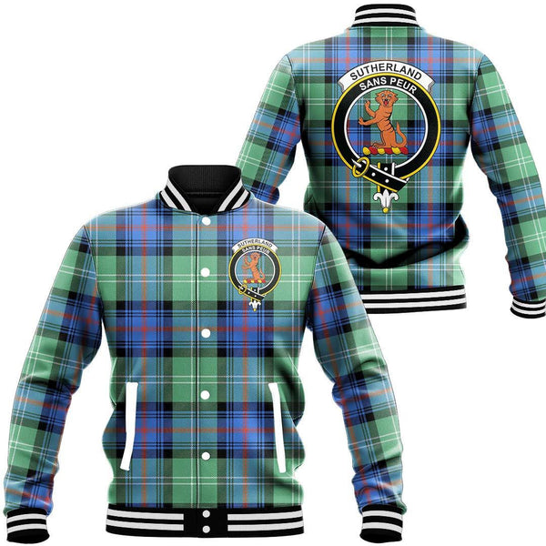 Sutherland Old Ancient Tartan Classic Crest Baseball Jacket