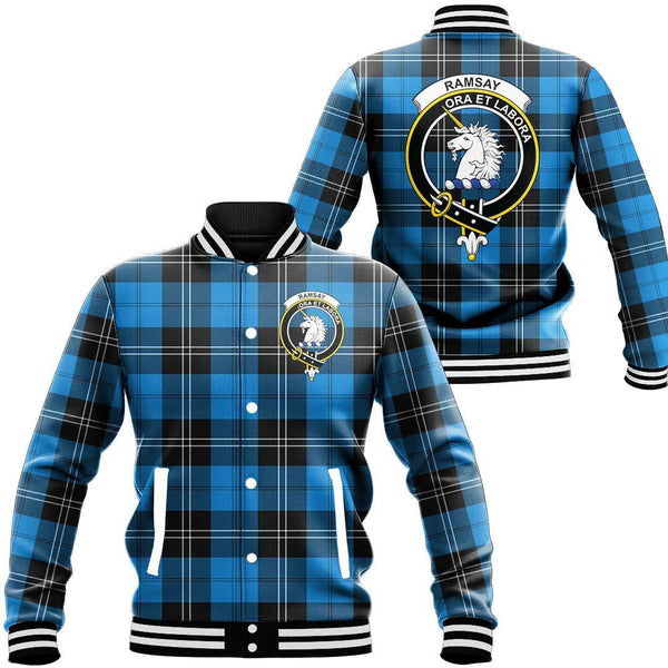 Ramsay Blue Ancient Tartan Classic Crest Baseball Jacket