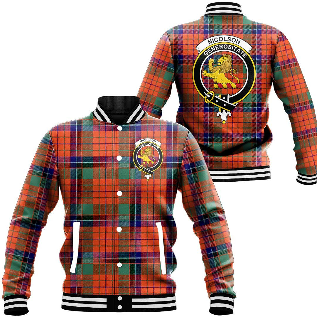 Nicolson Ancient Tartan Classic Crest Baseball Jacket