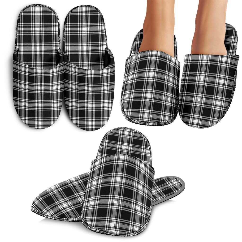 Menzies Black & White Modern Tartan Classic Slippers