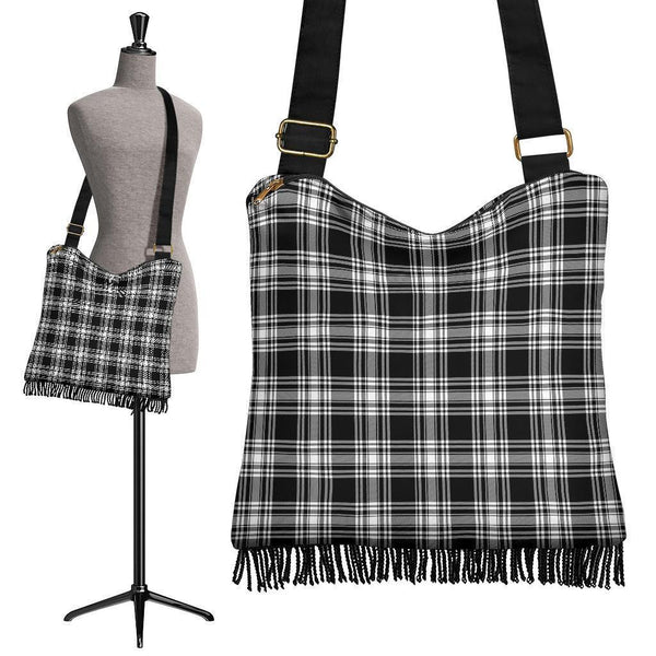 Menzies Black & White Modern Tartan Classic Boho Handbag