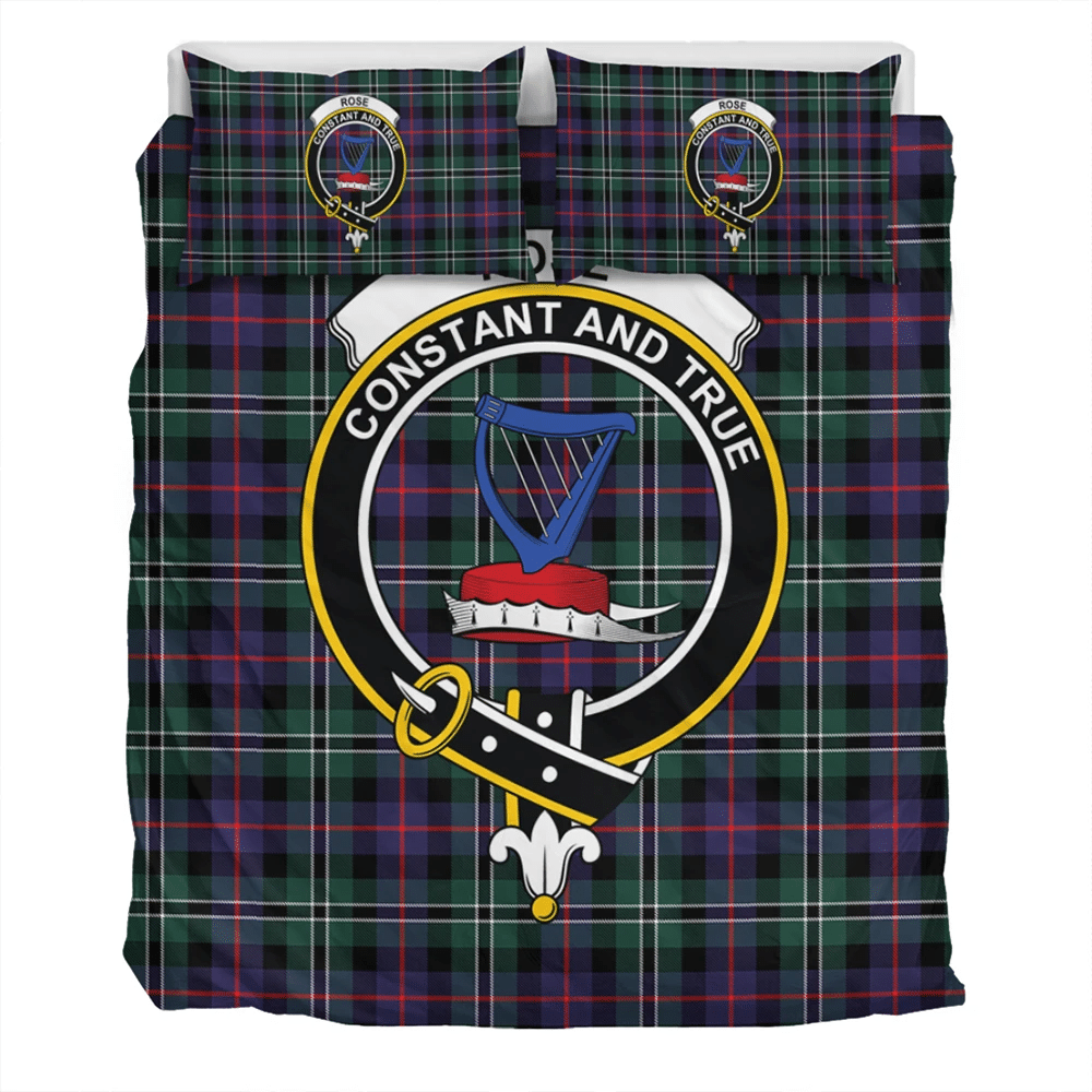 Rose Hunting Modern Crest Tartan Bedding Set