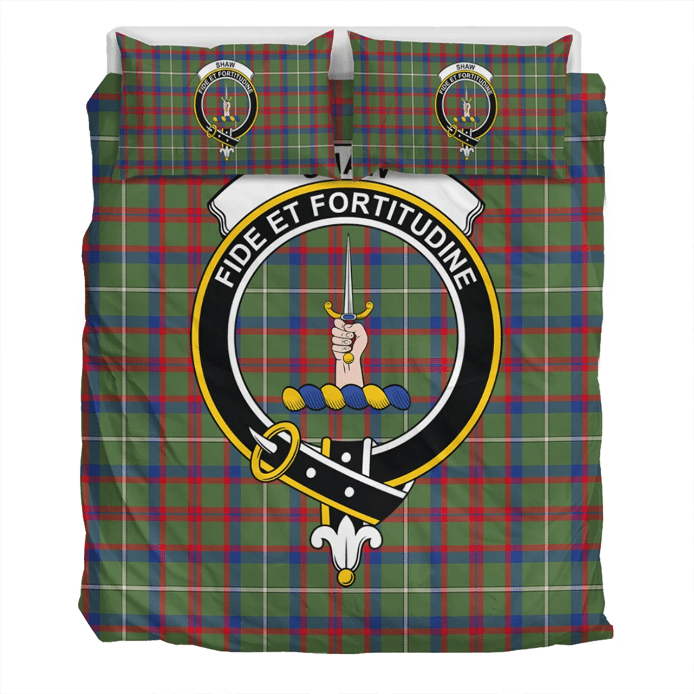 Shaw Green Modern Crest Tartan Bedding Set