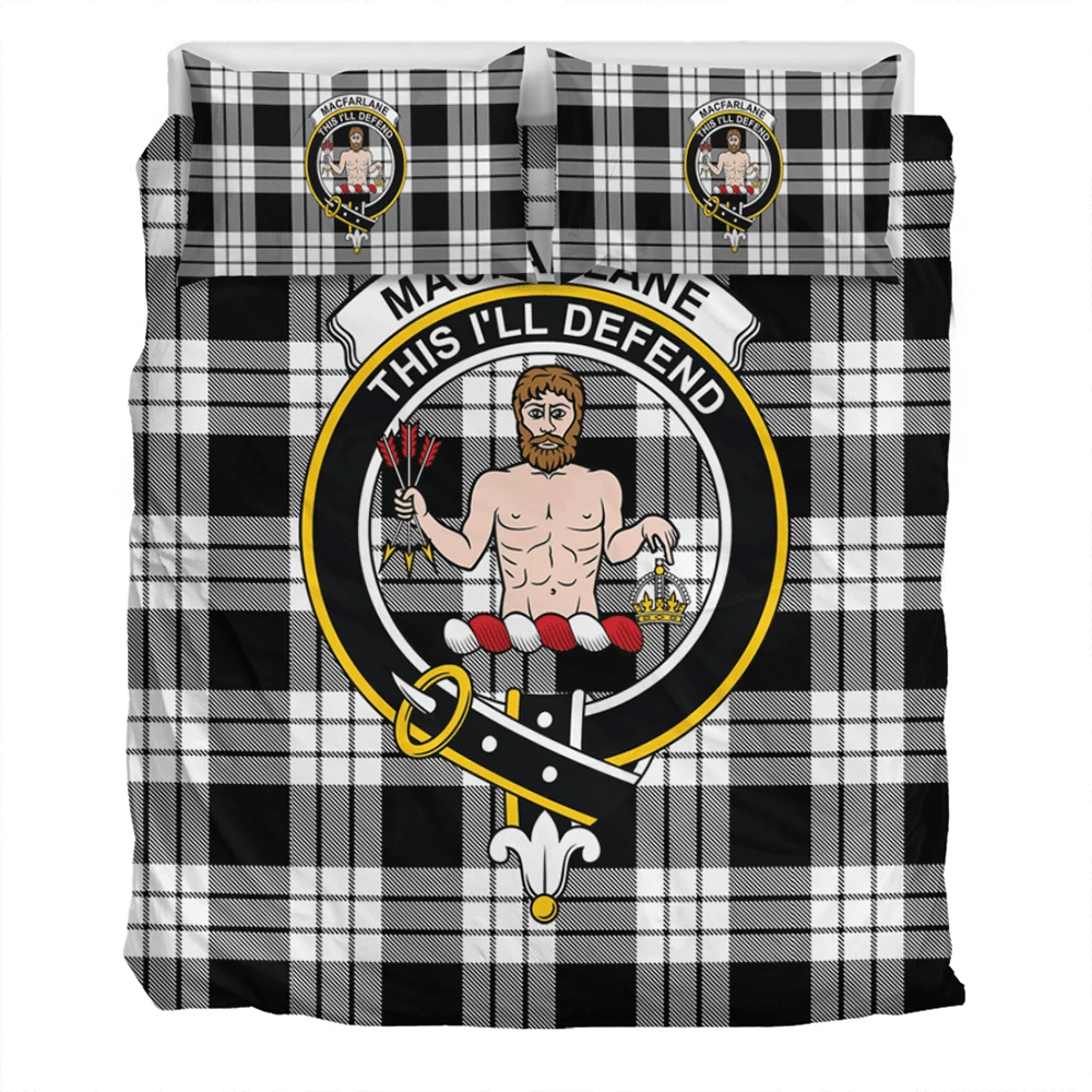 MacFarlane Black & White Ancient Crest Tartan Bedding Set