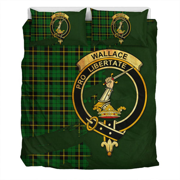 Wallace Hunting - Green Tartan Classic Crest Bedding Set