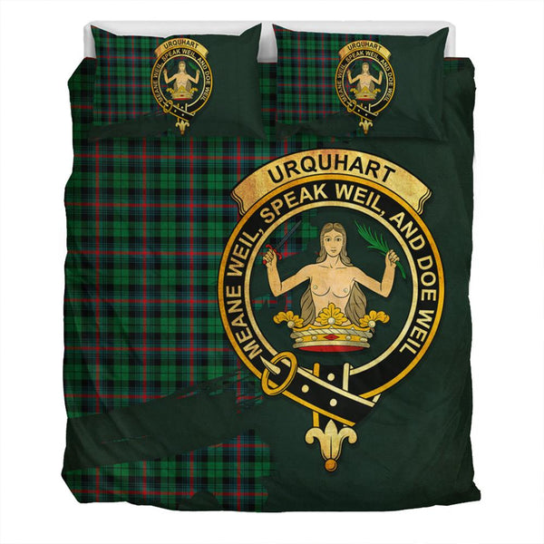 Urquhart Broad Red Ancient Tartan Classic Crest Bedding Set