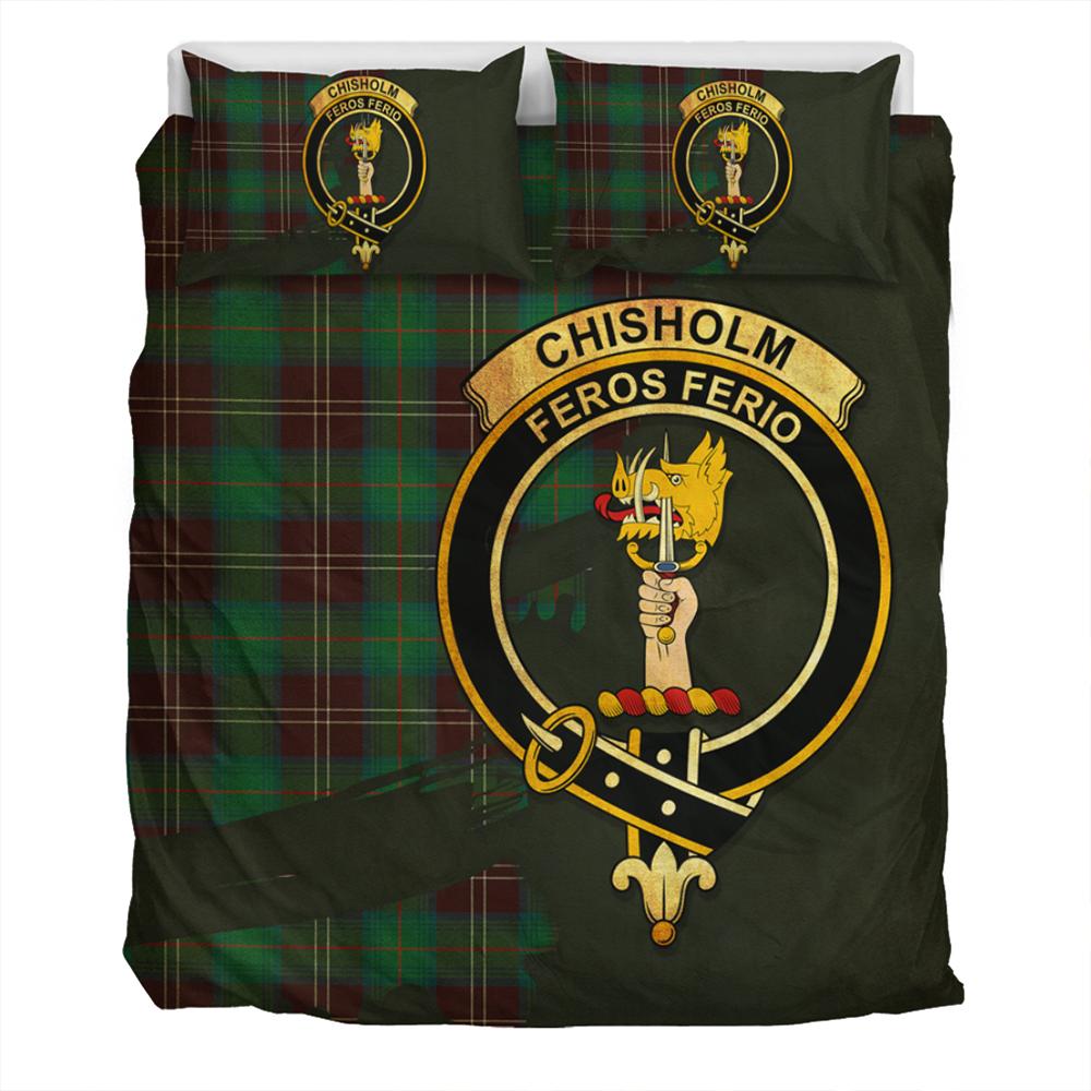 Chisholm Hunting Ancient Tartan Classic Crest Bedding Set