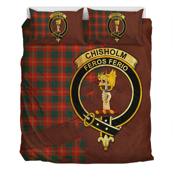 Chisholm Ancient Tartan Classic Crest Bedding Set