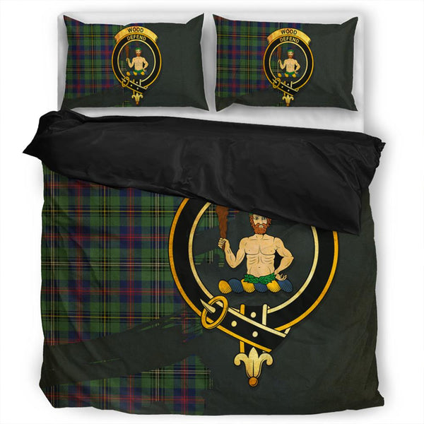 Wood Modern Tartan Classic Crest Bedding Set