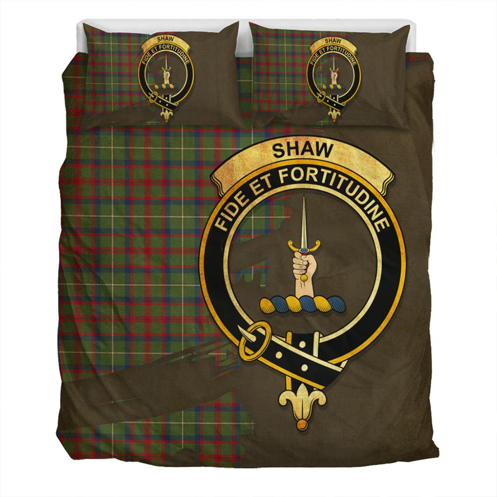 Shaw Green Modern Tartan Classic Crest Bedding Set