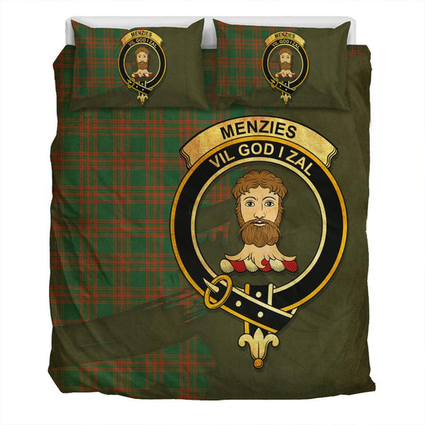 Menzies Green Ancient Tartan Classic Crest Bedding Set