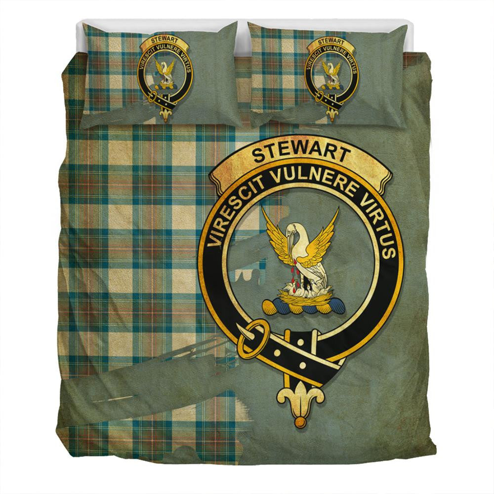 Stewart Muted Blue Tartan Classic Crest Bedding Set