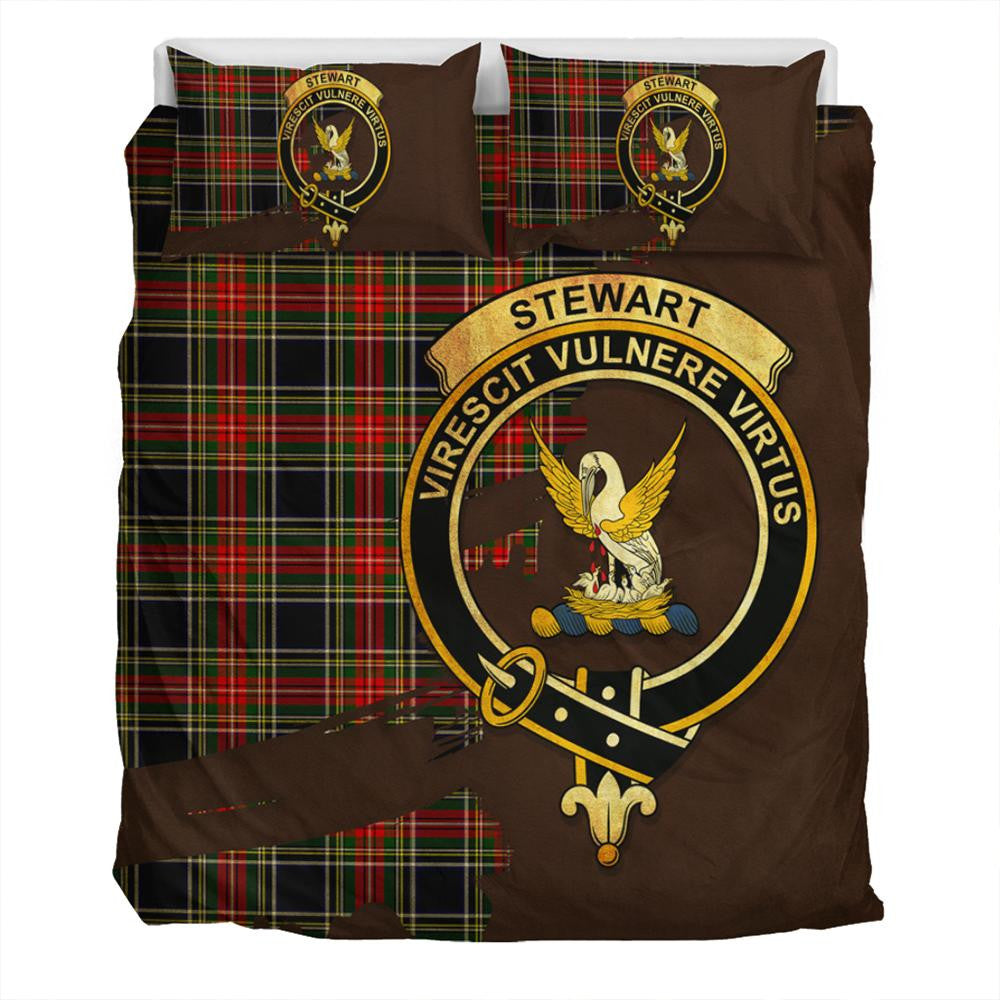 Stewart Black Tartan Classic Crest Bedding Set