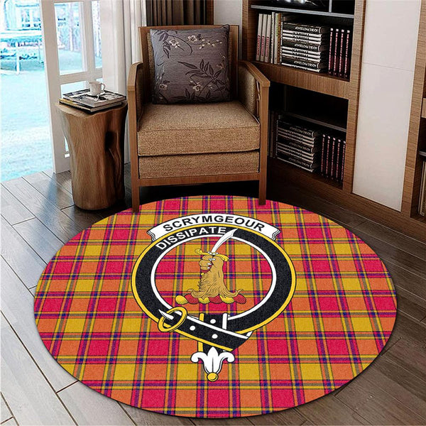 Scrymgeour Tartan Classic Crest Round Carpet