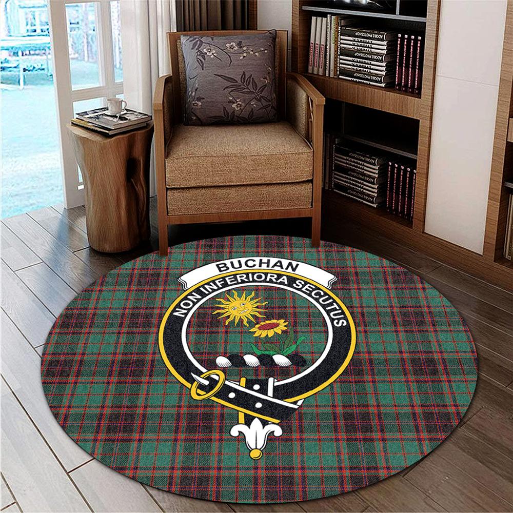 Buchan Ancient Tartan Classic Crest Round Carpet