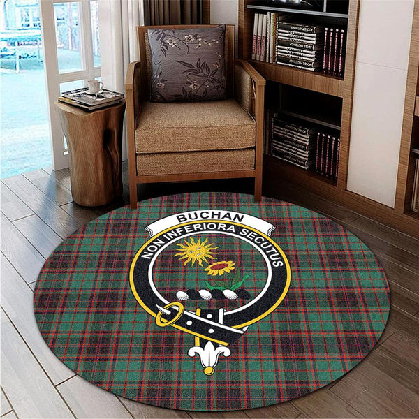 Buchan Ancient Tartan Classic Crest Round Carpet