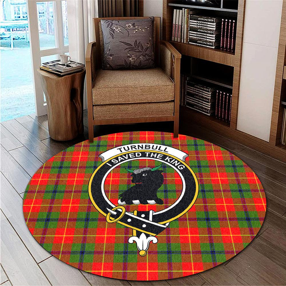 Turnbull Dress Tartan Classic Crest Round Carpet