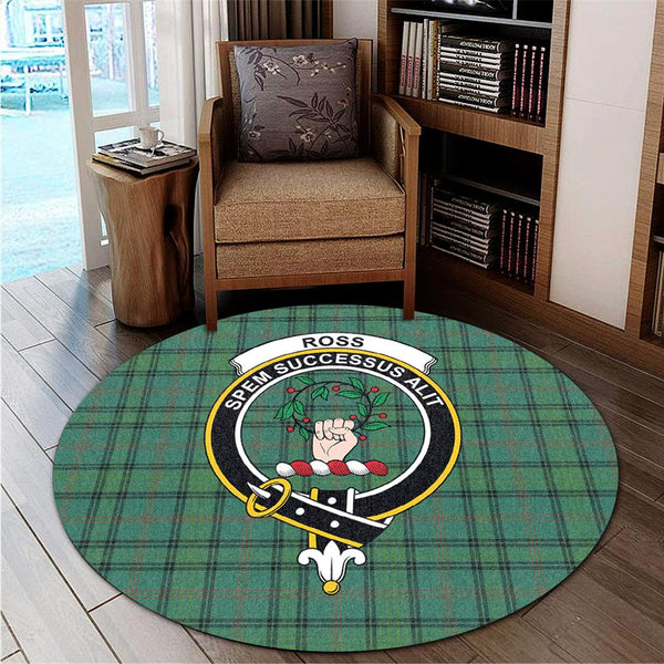 Ross Hunting Ancient Tartan Classic Crest Round Carpet