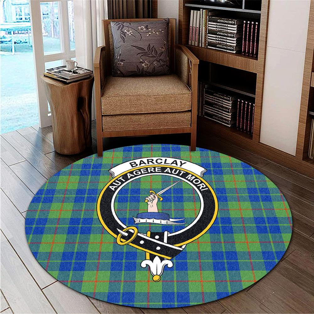 Barclay Hunting Ancient Tartan Classic Crest Round Carpet