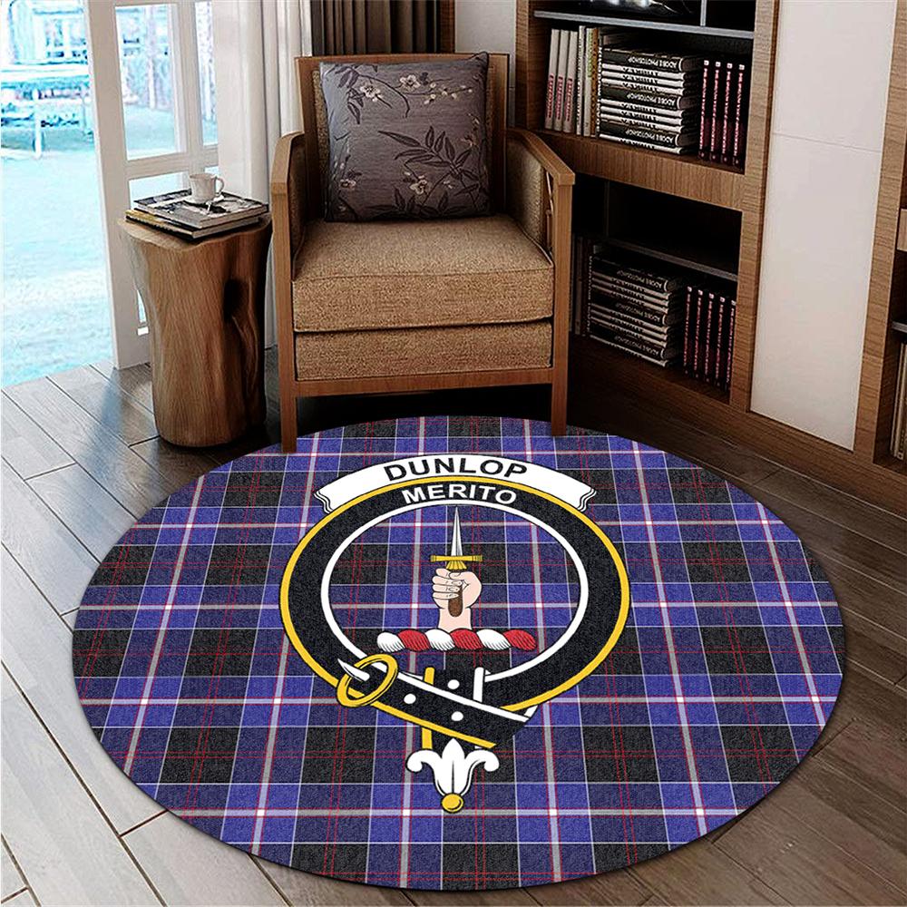 Dunlop Modern Tartan Classic Crest Round Carpet