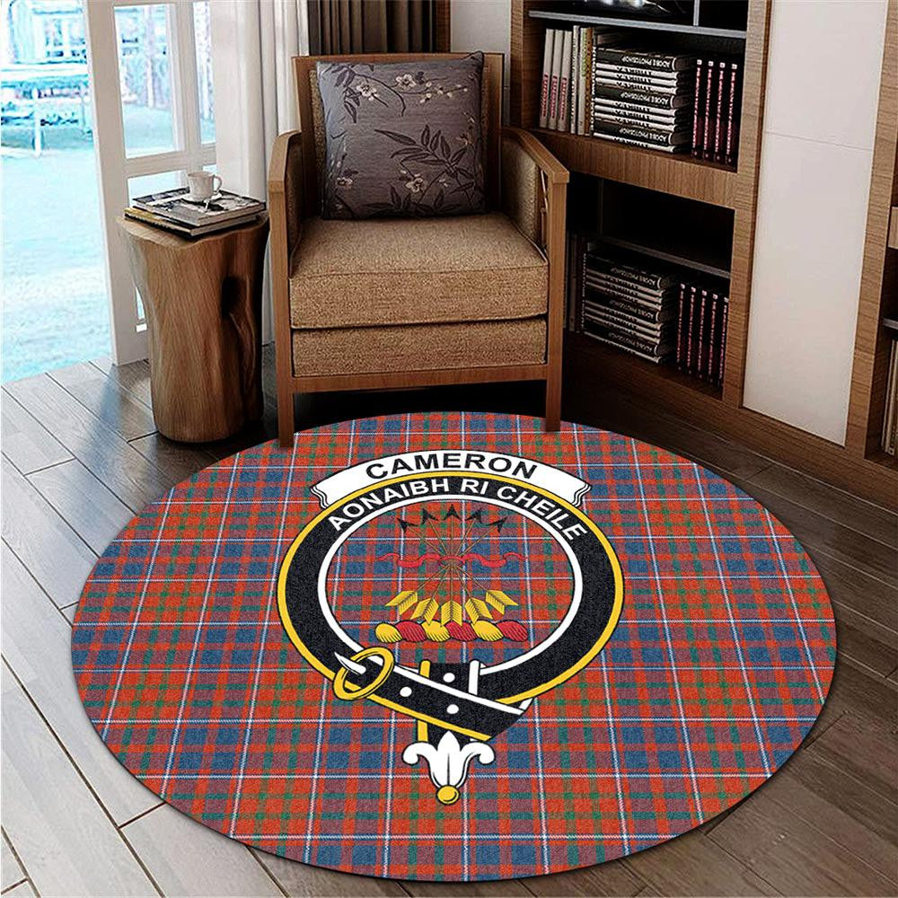 Cameron of Lochiel Ancient Tartan Classic Crest Round Carpet