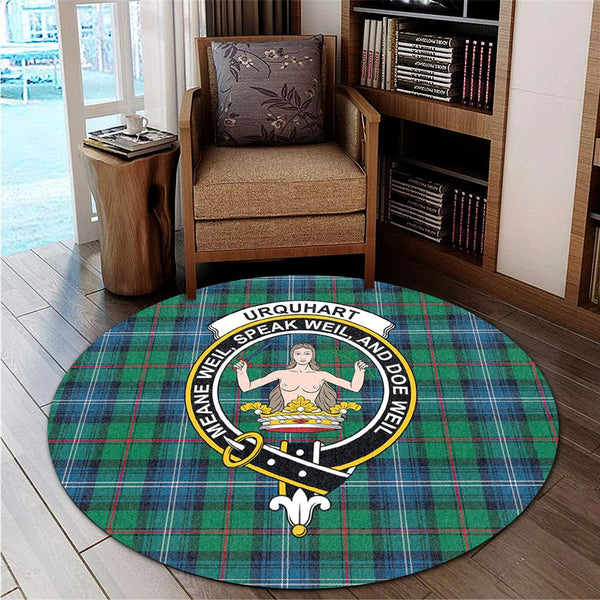 Urquhart Ancient Tartan Classic Crest Round Carpet