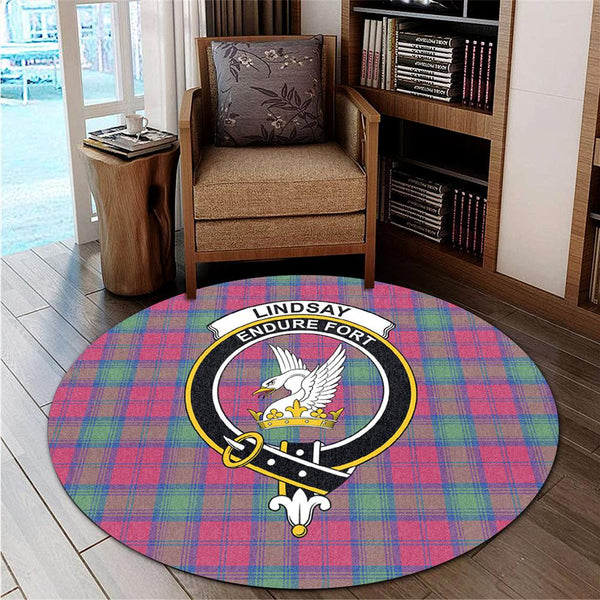 Lindsay Ancient Tartan Classic Crest Round Carpet