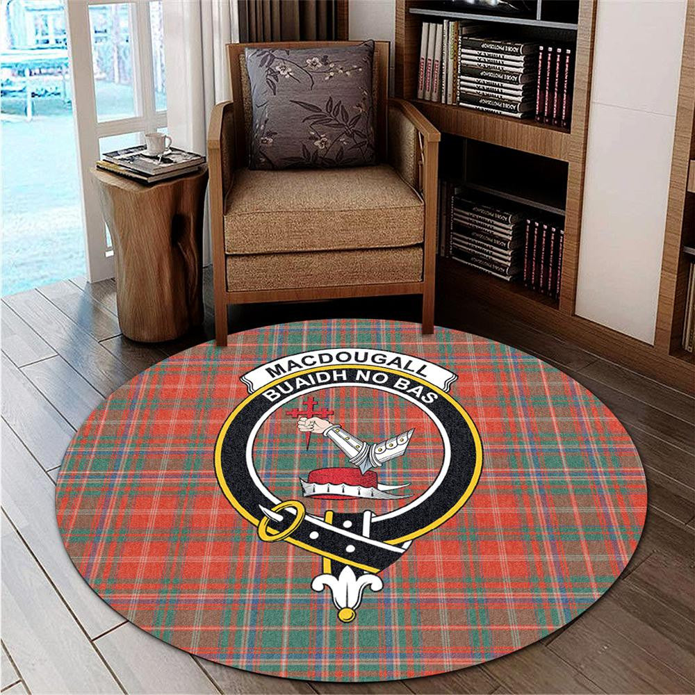 MacDougall Ancient Tartan Classic Crest Round Carpet