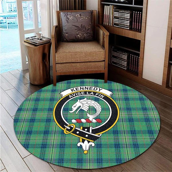 Kennedy Ancient Tartan Classic Crest Round Carpet