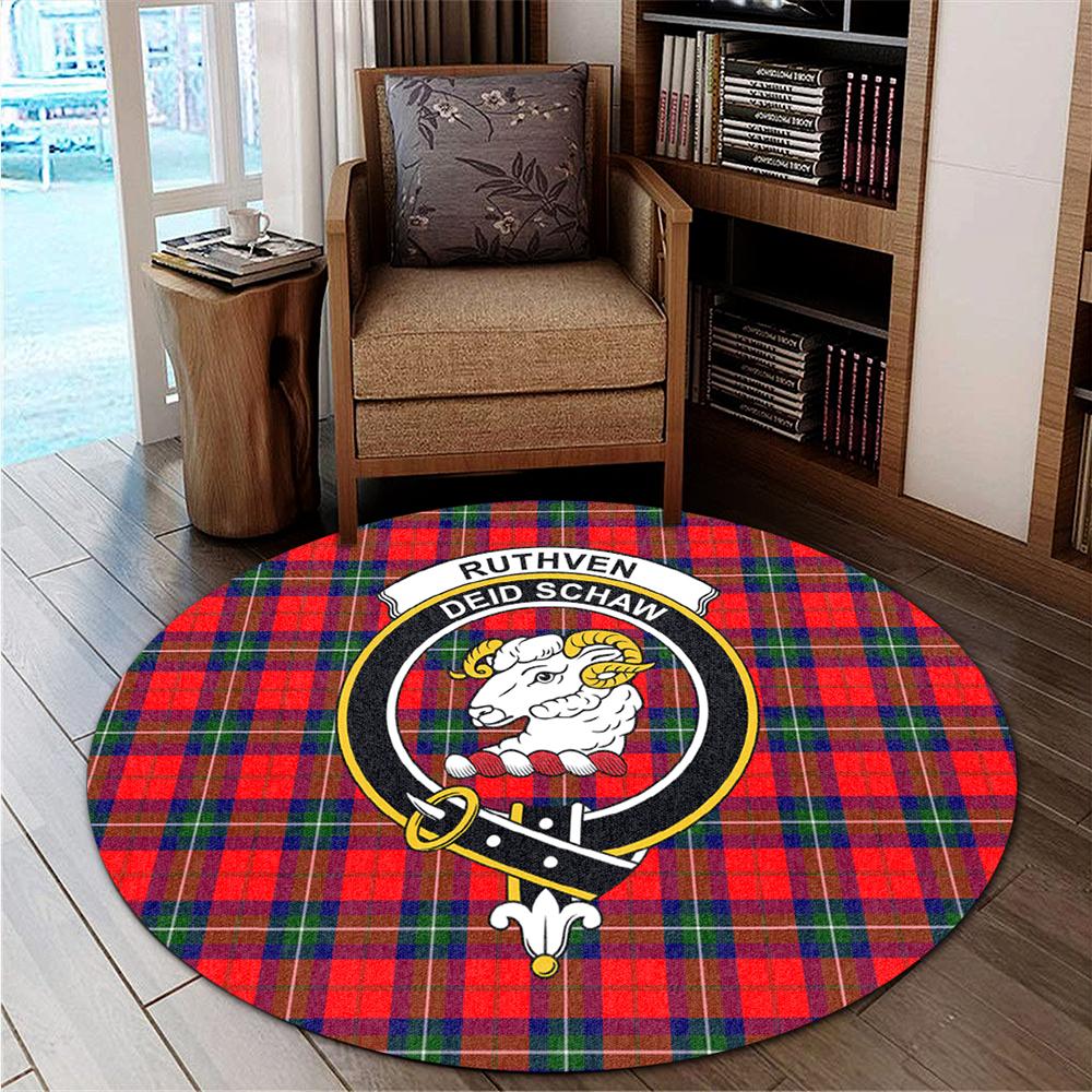 Ruthven Modern Tartan Classic Crest Round Carpet