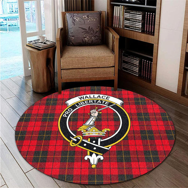 Wallace Weathered Tartan Classic Crest Round Carpet