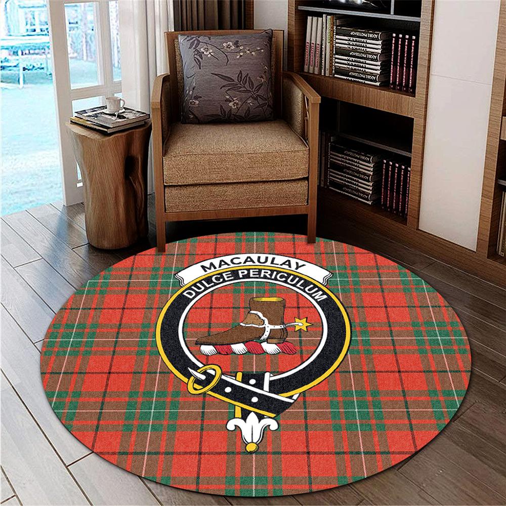 MacAulay Ancient Tartan Classic Crest Round Carpet